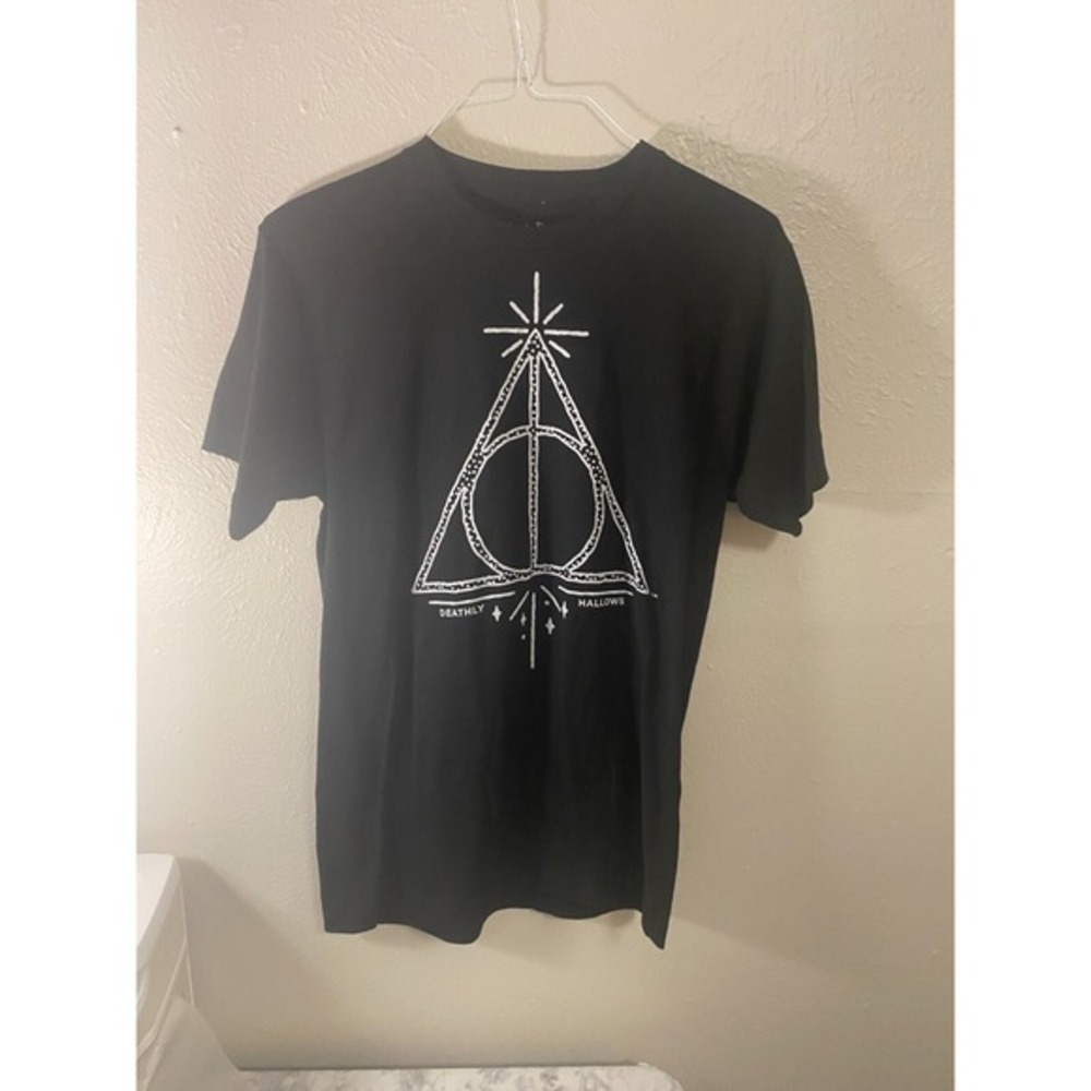 Men's Harry‎ Potter Licensed Deathly Hallows Black T-shirt Size Medium